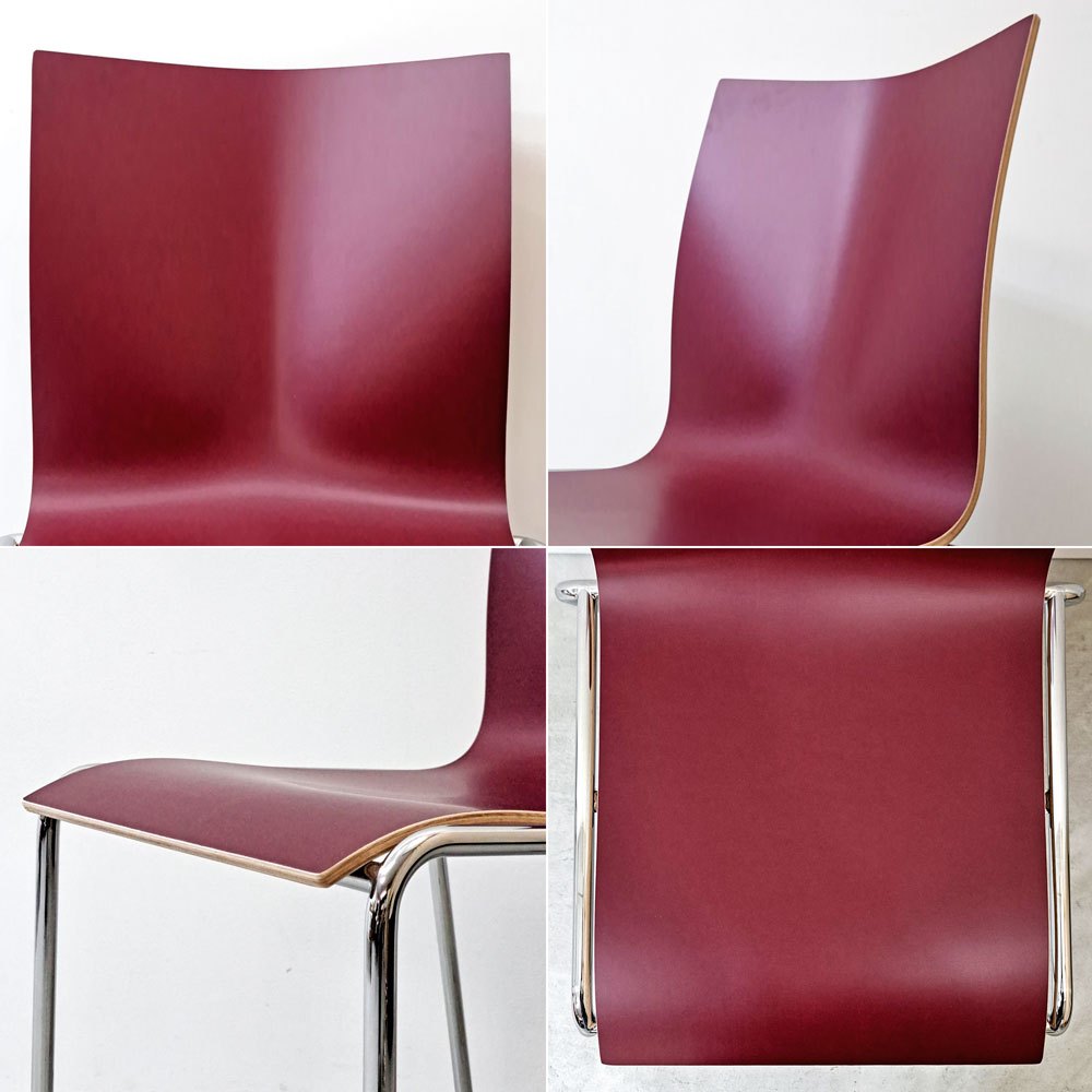 エンゲルブレヒト Engelbrechts チャリック CHAIRIK 101 ダイニングチェア スタッキング 4本脚 ボルドー 未使用品 定価63,800円 ●