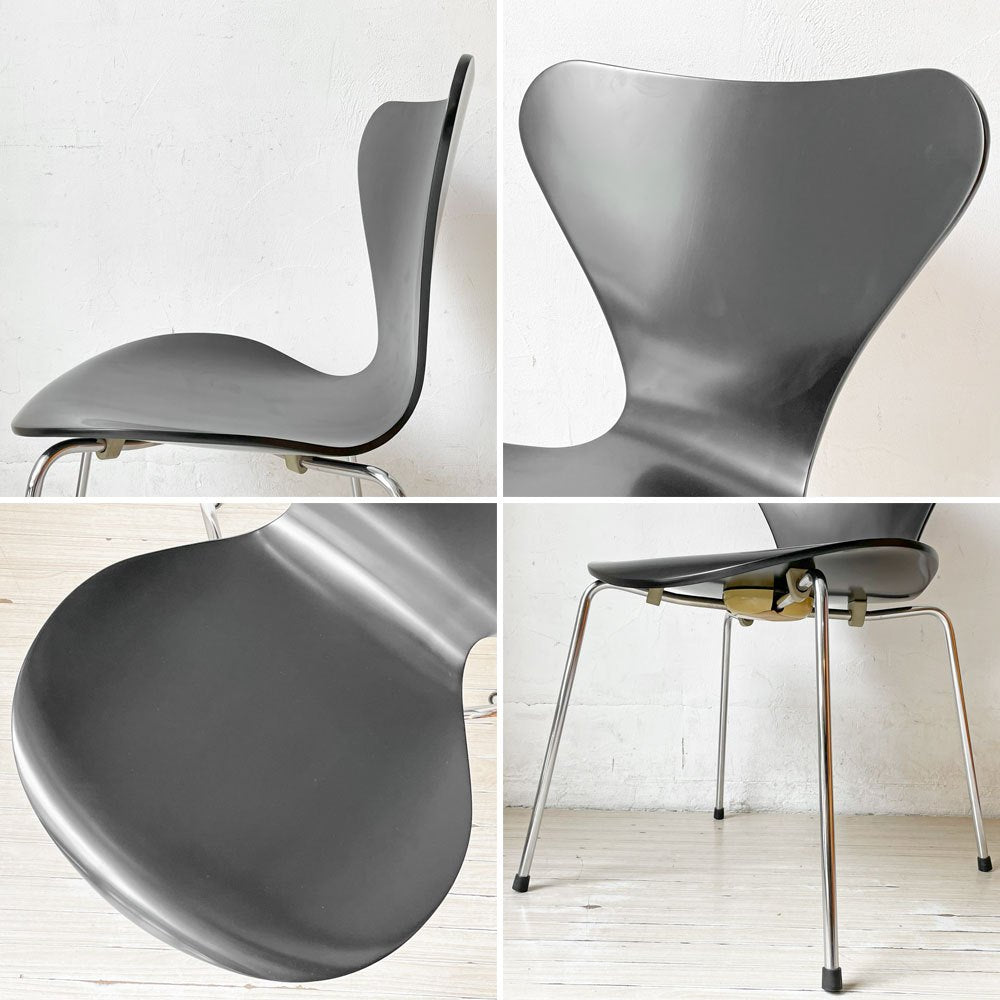 フリッツハンセン Fritz Hansen セブンチェア ダイニングチェア ブラック ラッカー再塗装 アルネ・ヤコブセン デンマーク スタッキングチェア 北欧家具 ★