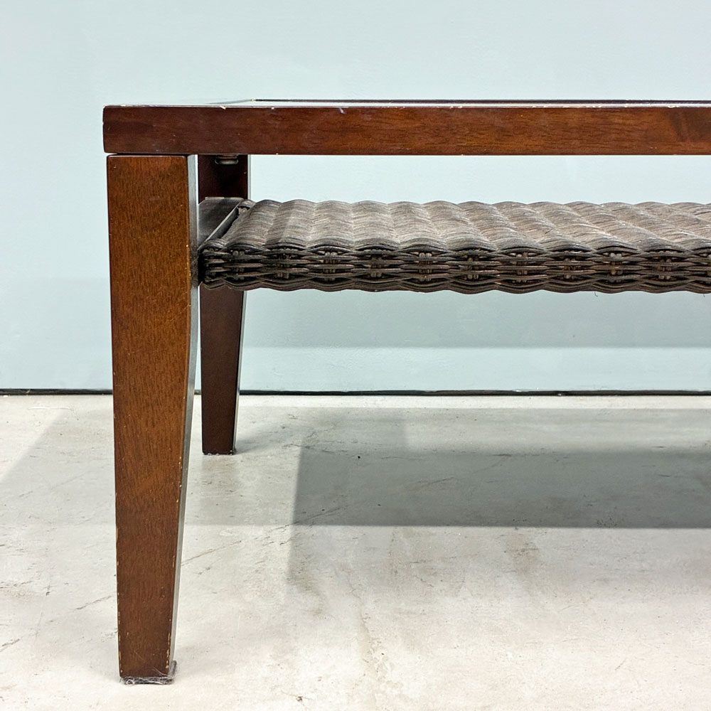エーフラット a.flat ケイローテーブル KEI low table センターテーブル ガラス天板 ラタン ラバーウッド 定価￥52,360- ◎