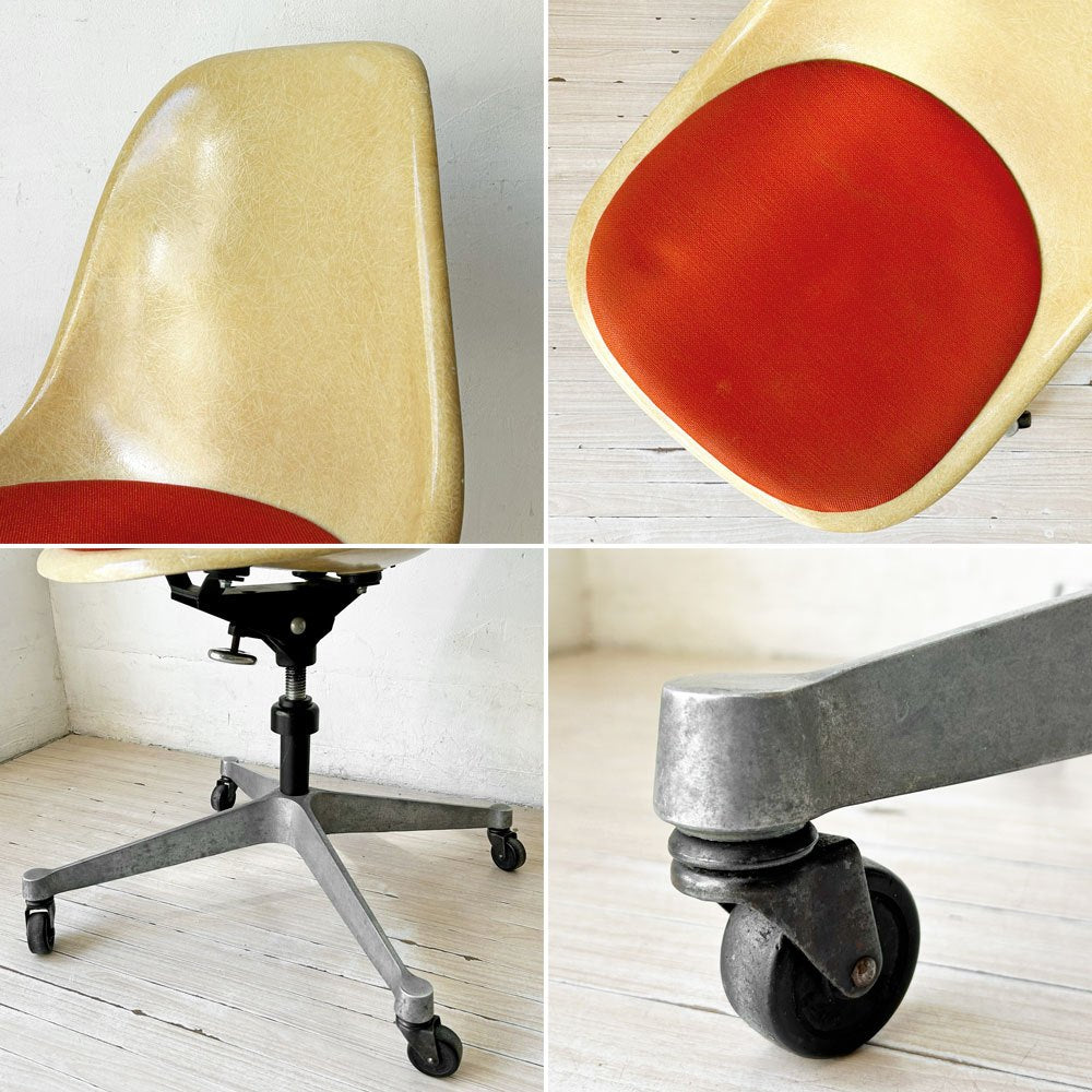ヴィトラ vitra ファイバーグラス サイドシェルチェア FRP オークルライト キャスターベース C&R.イームズ ビンテージ 希少 ★