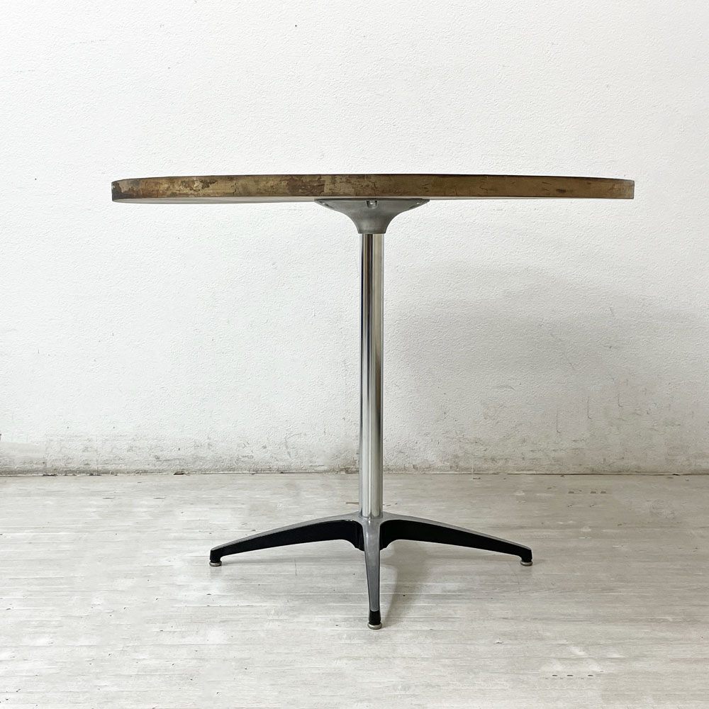 インダストリアルデザイン  Industrial design カフェテーブル ダイニングテーブル ラウンド天板 無垢集成材 Φ90cm ●