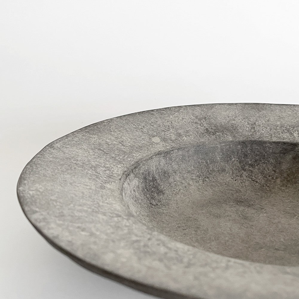 吉田次朗 リムボウル スープ皿 深皿 ホワイトグレー Lサイズ Φ26cm 陶器 現代作家 ■