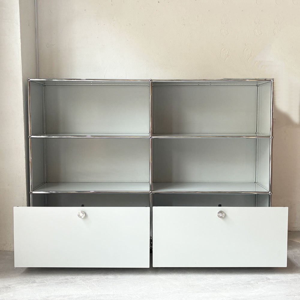 ユーエスエムハラー USMハラー USM Haller モジュラーファニチャー キャビネット シェルフ 2列3段 ホワイト エクステンションドロワー スイス  ★