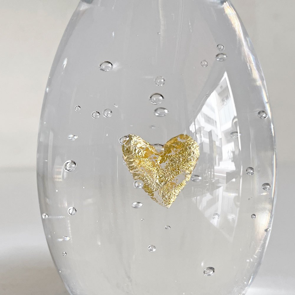 イイノナホ iino naho ハート Heart ペーパーウエイト ガラスオブジェ 箱付き 置物  現代作家 ガラス作家 ■