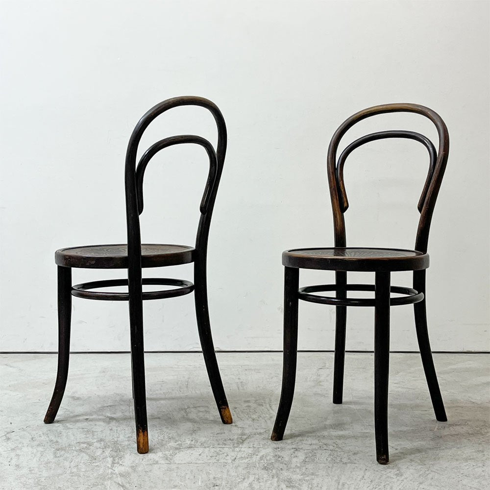 トーネット THONET No.14 ダイニングチェア ラウンドバック ベントウッドチェア 曲木 チェコ製 ビンテージ A ●
