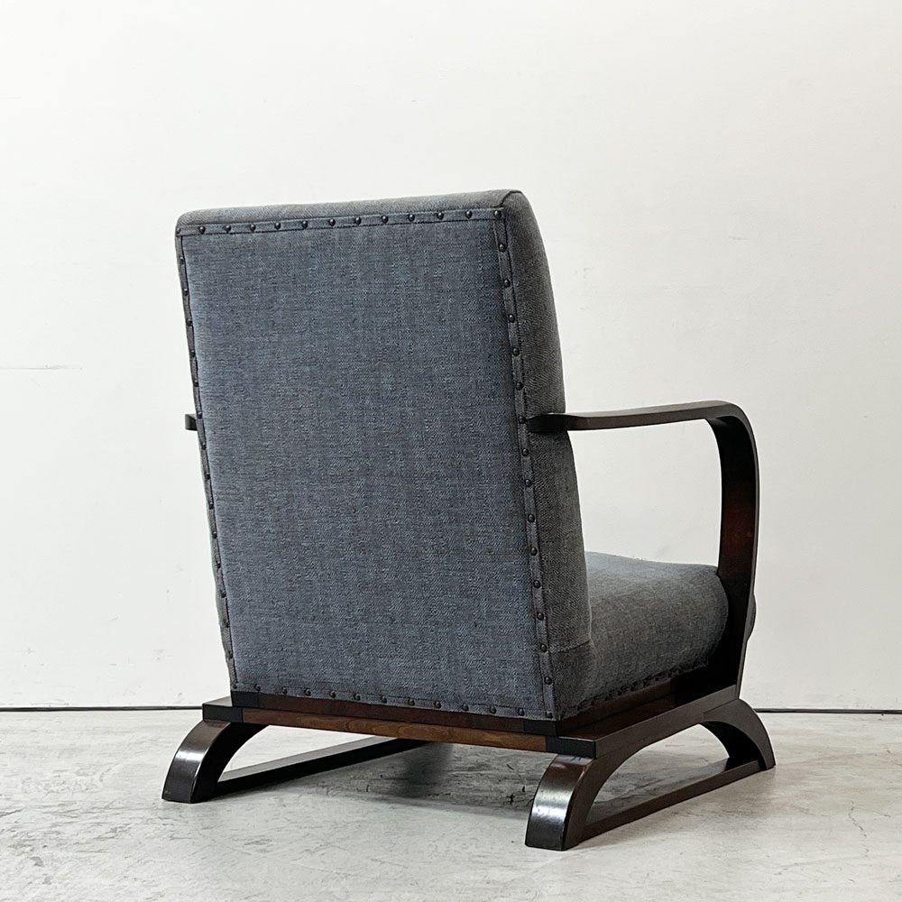 ジャパンビンテージ Japan Vintage ラウンジチェア  1Ｐソファ ナラ材 ソリ脚 ファブリック 北欧ナチュラル Ｂ ●