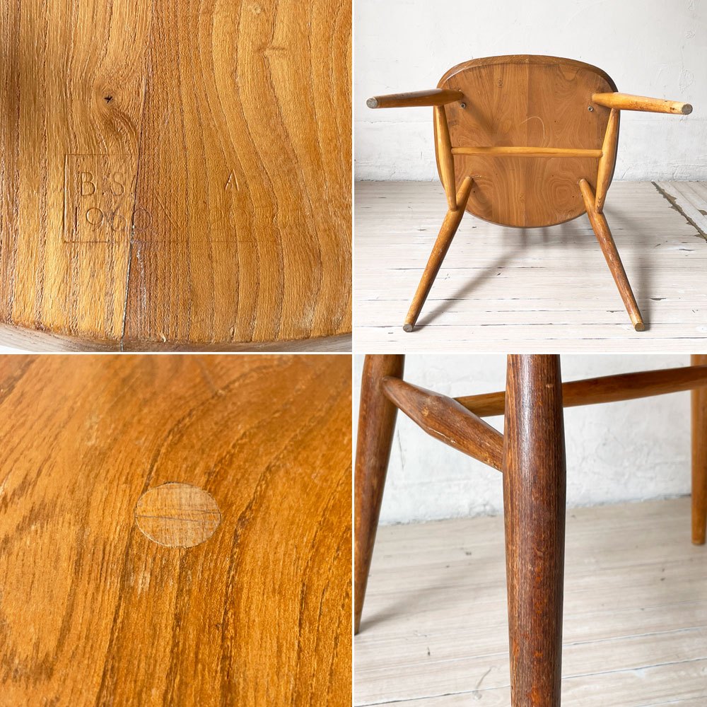 アーコール Ercol ビンテージ クエーカー ダイニングチェア サイドチェア エルム材 ビーチ材 UKビンテージ 英国家具 ★