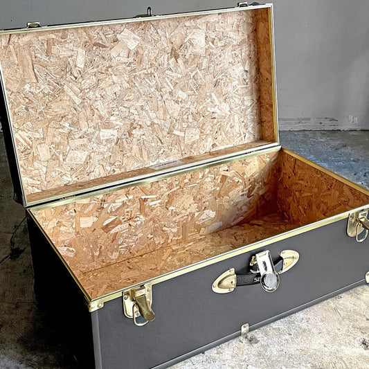 スワード トランク Seward Trunk トランクボックス ビニールレザー ブラック ゴールド 鍵付き 収納 アメリカ ■