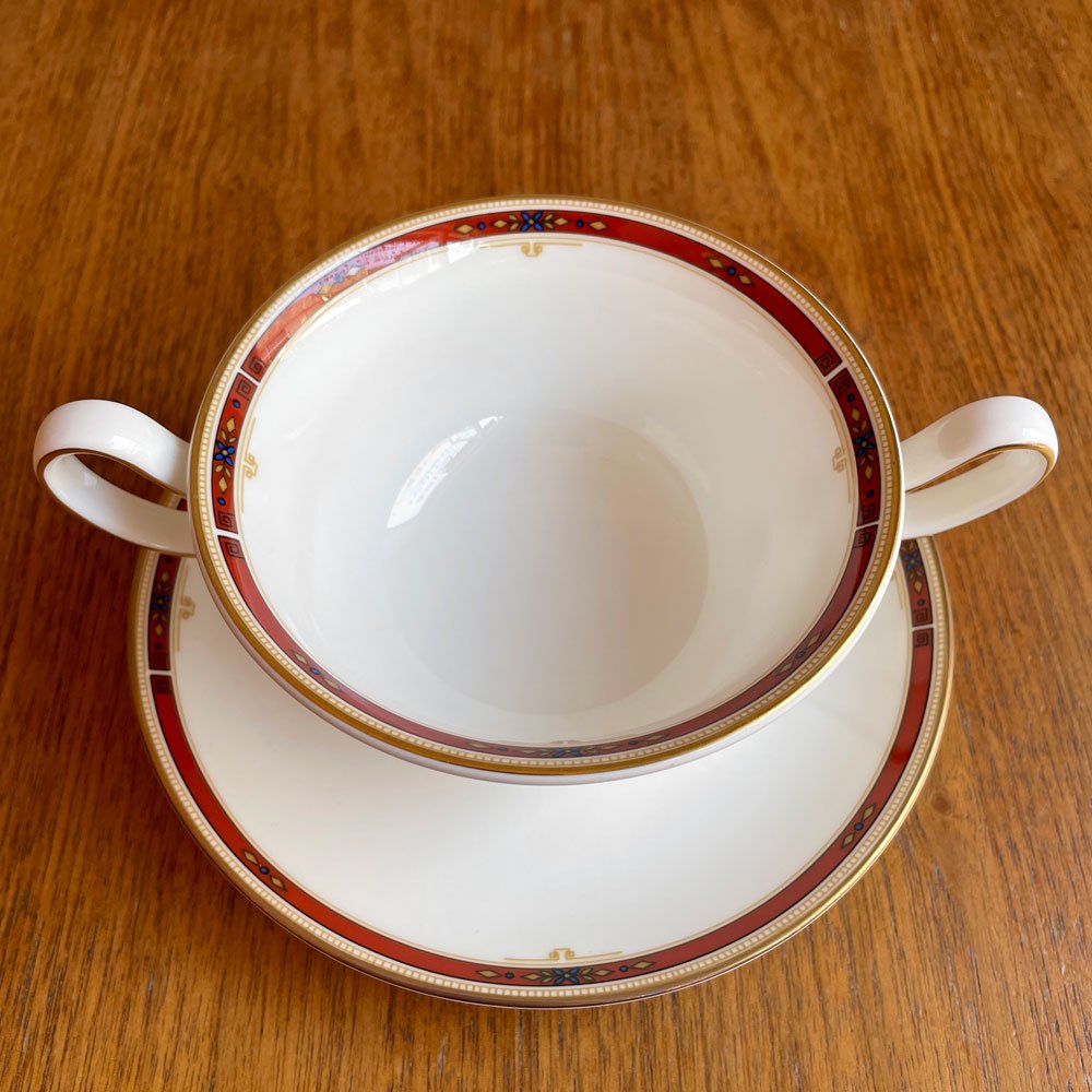 ウェッジウッド WEDGWOOD コロラド Colorado スープボウル＆ソーサー 金彩 壺ロゴ 英国 E ♪