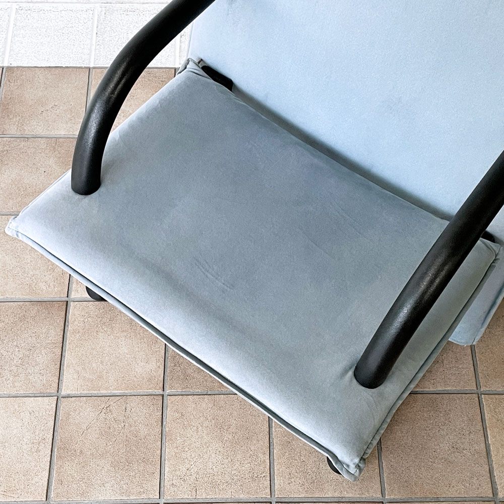 アルフレックス arflex T-Line チェア アームチェア ブルーグレー 1シーター カンチレバー コットンスエード Burkhard Vogtherr ポストモダンデザイン ◇