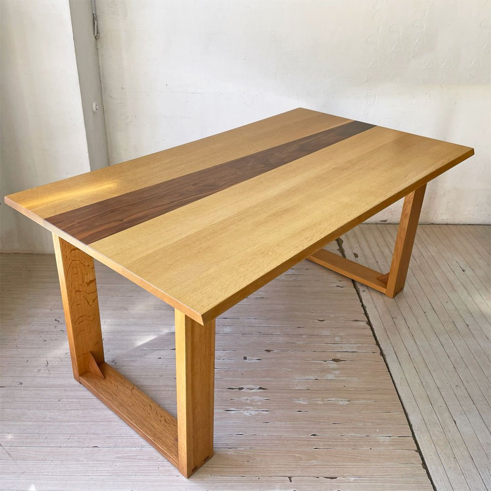 日進木工 NISSIN カーヴ ホワイトウッドシリーズ CARVE WHITE WOOD WOT609 ダイニングテーブル オーク無垢材 x ブラックウォールナット無垢材 W150cm ★