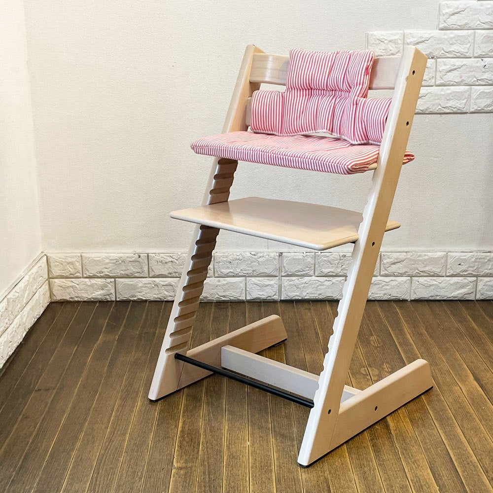 ストッケ STOKKE トリップトラップ TRIPP TRAPP ベビーチェア キッズチェア プラスチックガード＆背もたれ・座クッション&延長グライダー付き S/N6～ 北欧 ノルウェー ◎