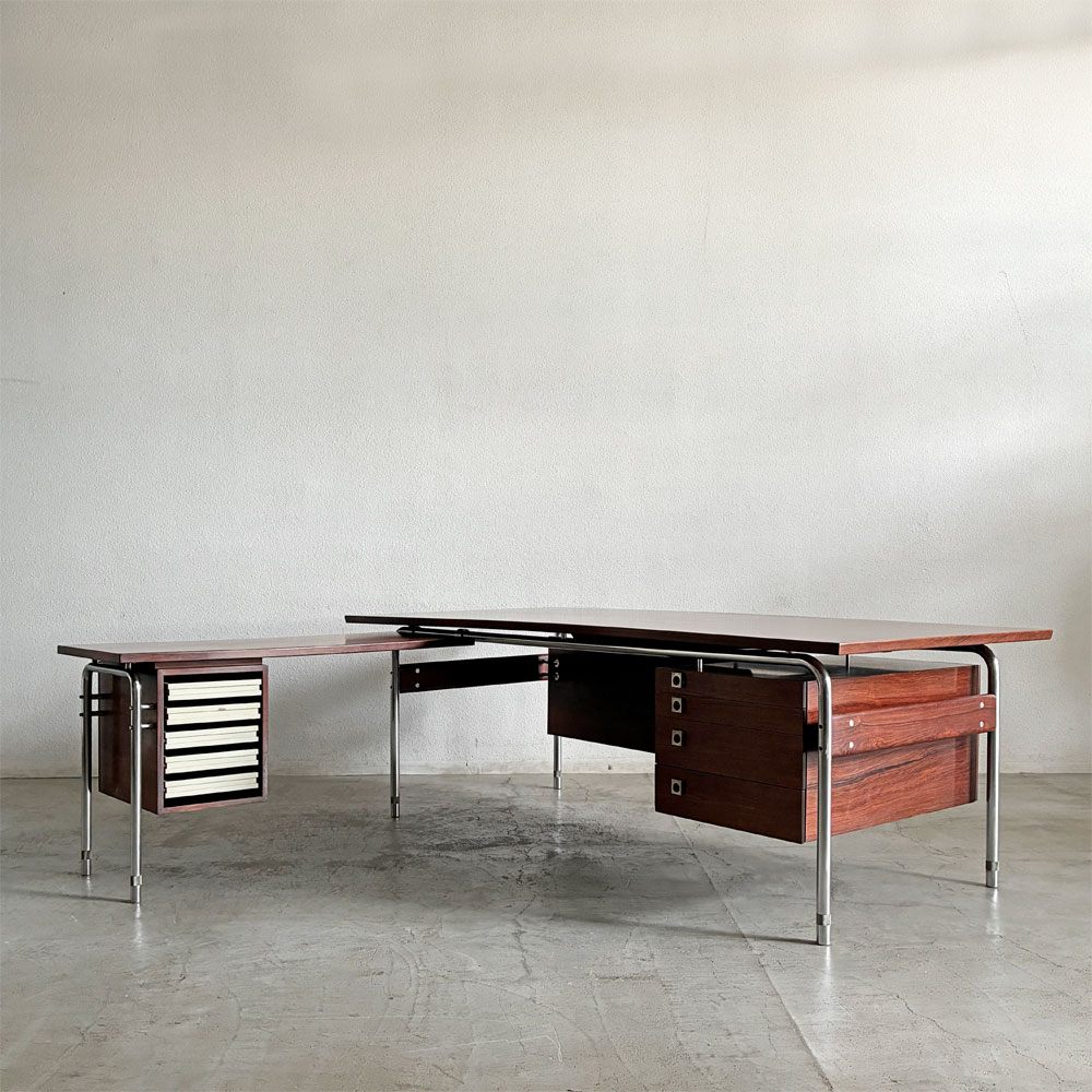 シバストファニチャー Sibast Furniture オフィスデスク No.275 ローズウッド×スチール サブデスク付 W204cm アルネ・ヴォッダー デンマーク 北欧ビンテージ 〓