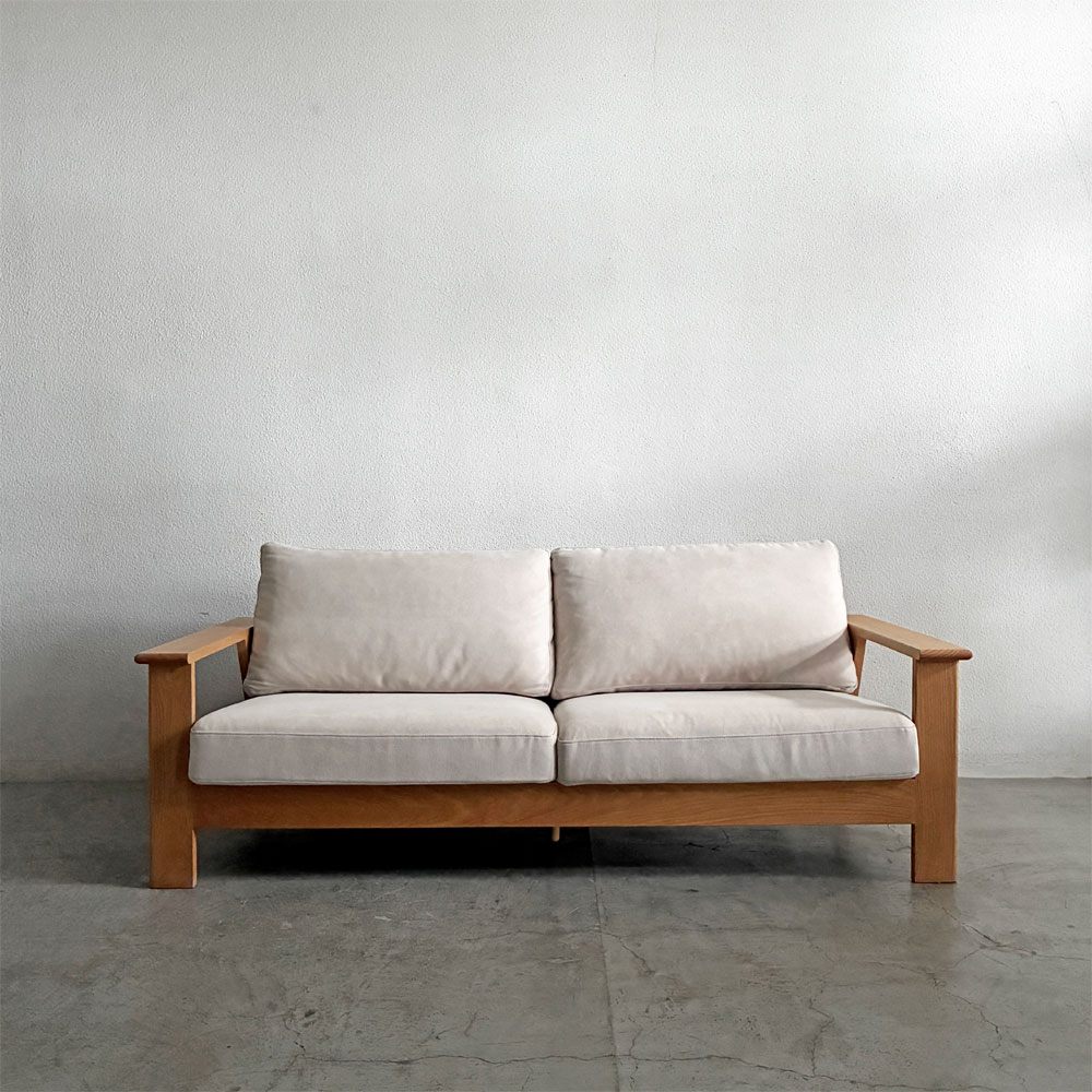 木蔵 BOKURA SP-SOFA01 3人掛けソファ レッドオーク材 W184cm カバーリングファブリック オフホワイト系 定価￥186,890-以上 〓