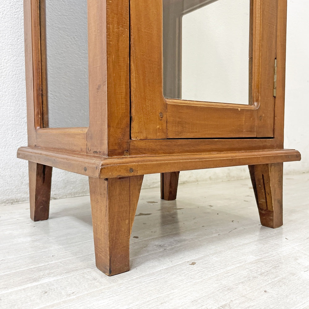 アジアン家具 アジアンチーク無垢材 ガラスキャビネット ディスプレイキャビネット 飾り棚 H115cm アジアンリゾートスタイル ●