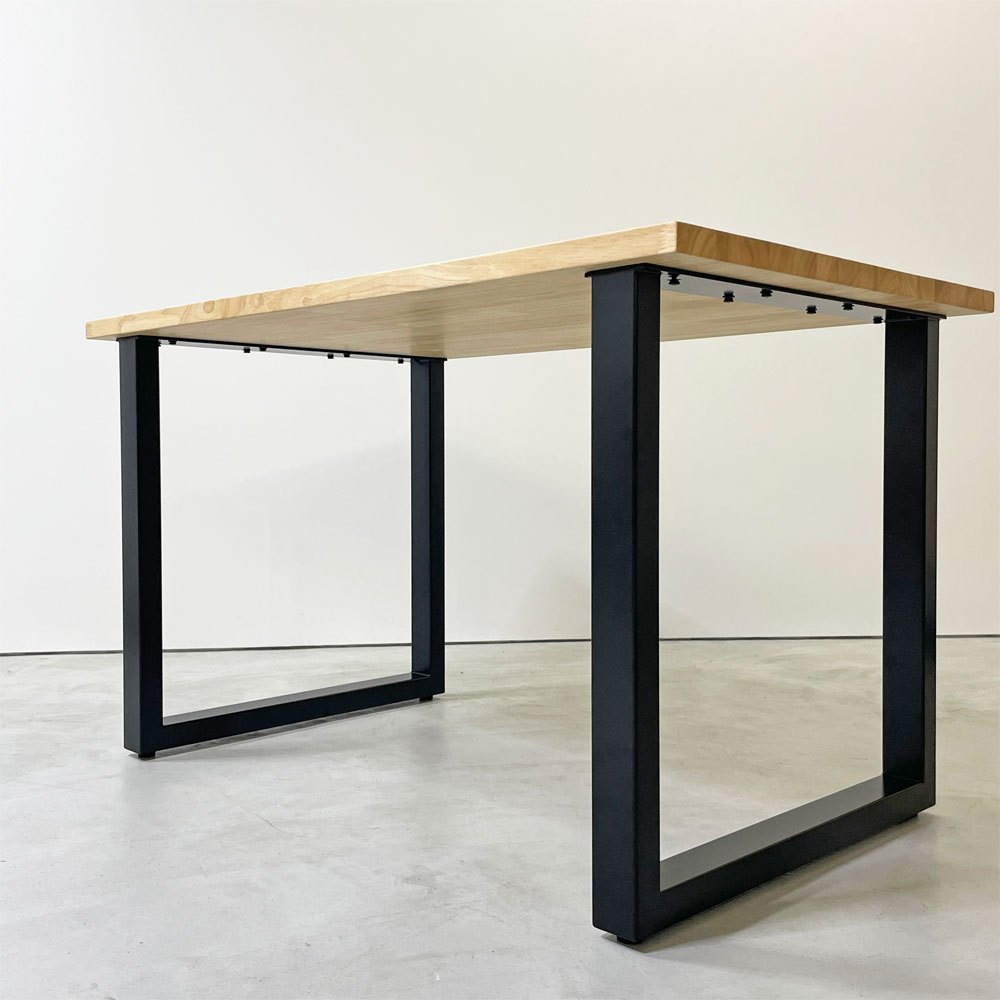 かなでもの KANADEMONO ザ・テーブル THE TABLE デスク ラバーウッド材 Square スチール ブラック W120cm ナチュラル インダストリアル ●