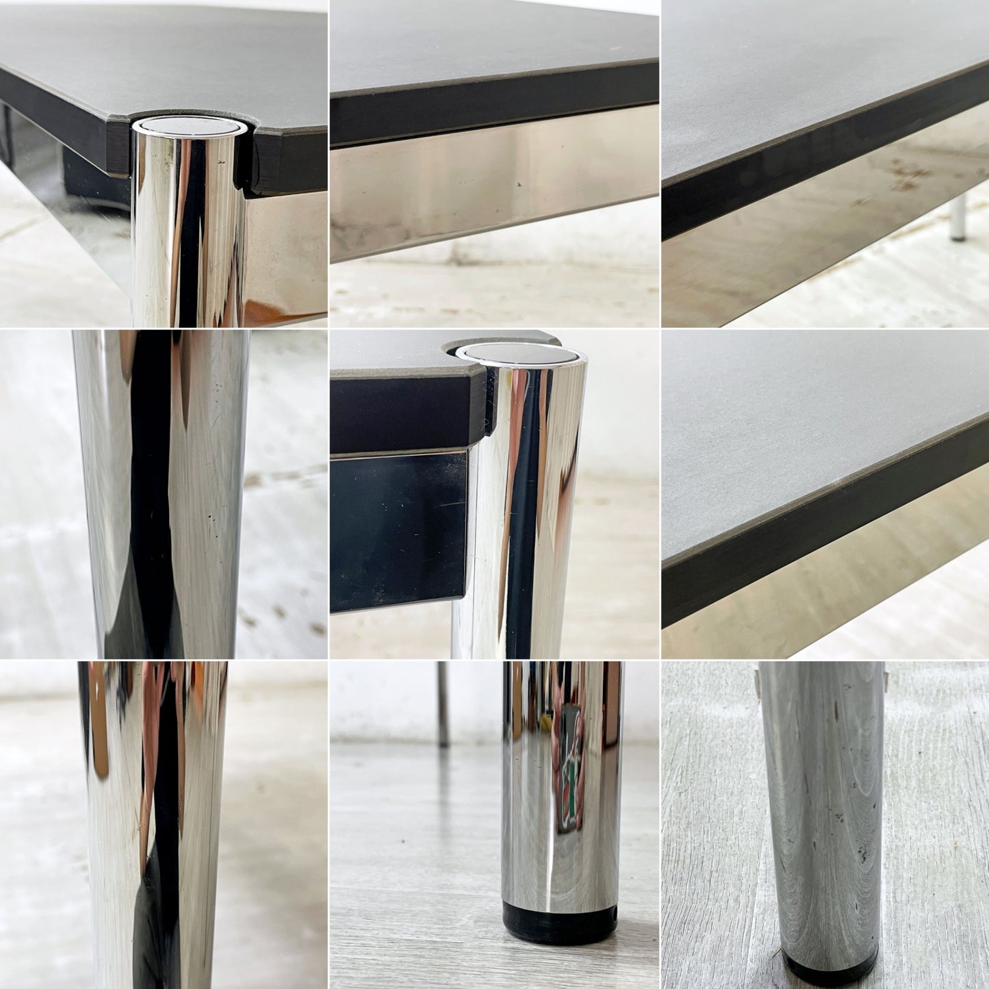 USMモジュラーファニチャー USM Haller USMハラーテーブル ワーキングデスク ダイニングテーブル チャコールリノリウム H74cm アジャスター C ●