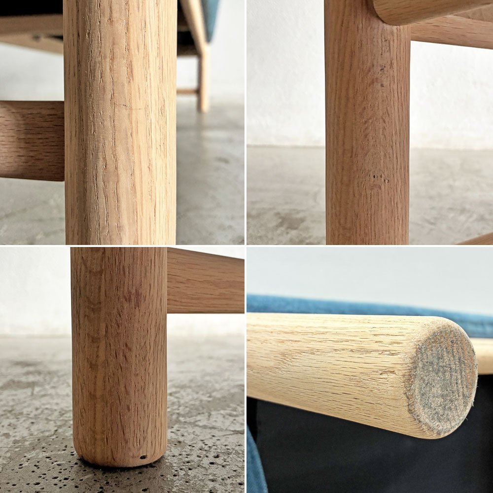 アクタス ACTUS タイム THYME ソファベンチ 3シーター ファブリック カバーリング ブルー系 オーク材 W150cm 定価￥117,700-以上 〓
