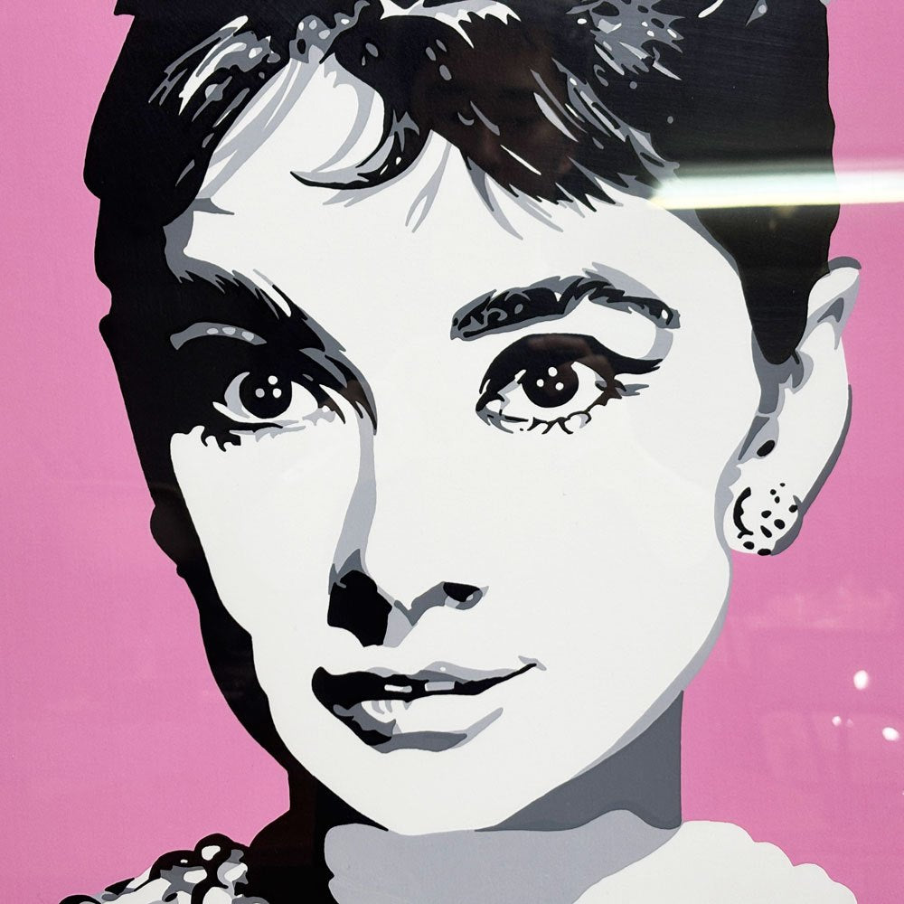 コンラッドリーチ CONRAD LEACH オードリー・ヘップバーン Audrey Hepburn シルクスクリーン アートフレーム ポスター ポップアート 28/30 希少 40×81cm(スクリーンサイズ) 額装品 ピンク ●