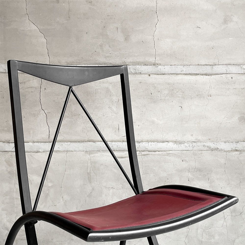 カッテラン Cattelan Italia ベラ BELLA フォールディングチェア スチール×レザー レッド ポストモダンデザイン ♪