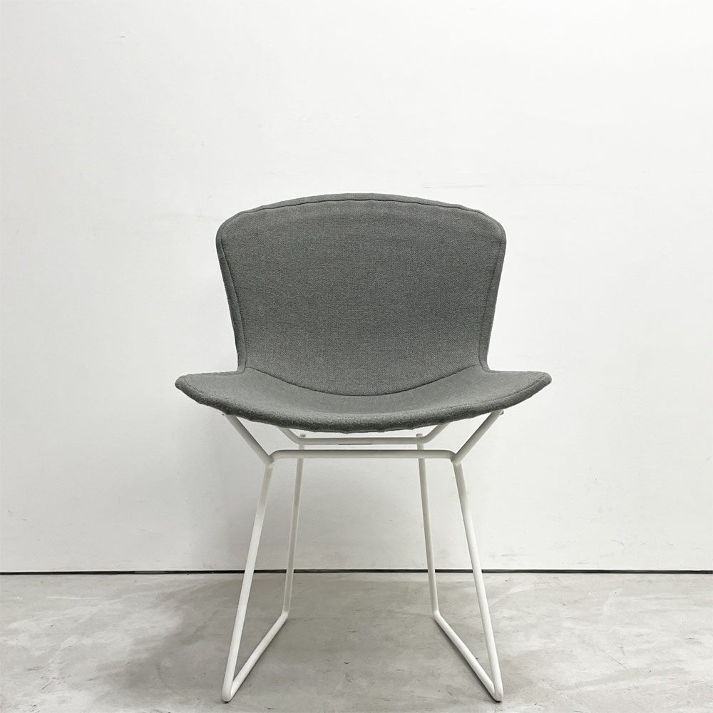 ノル Knoll 420 サイドチェア ワイヤーチェア ダイニングチェア ホワイト × グレー ファブリック フルカバー仕様 ハリー・ベルトイア ミッドセンチュリー ビンテージ A ●