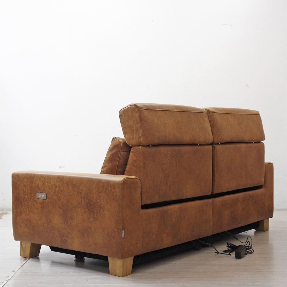 クラッシュゲート CRASH GATE グリード 2.5人掛け リクライニングソファ スーパーレザーテックス オーカーブラウン w180cm 関家具 美品 ●