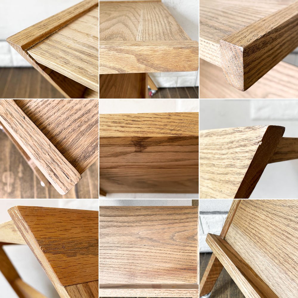 ライフファニチャー LIFE FURNITURE オークサイドテーブル BI OAK SIDE TABLE ブックラック＆キャスター付 W45.5cm 定価￥22,000- ◎