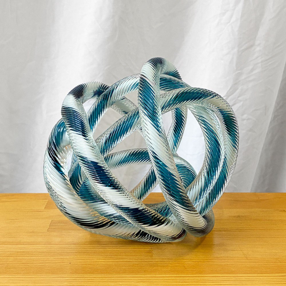 ヘイ HAY グラスノット オブジェ Glass Knot Teal and White インテリア オブジェ 北欧モダン W20cm ◇