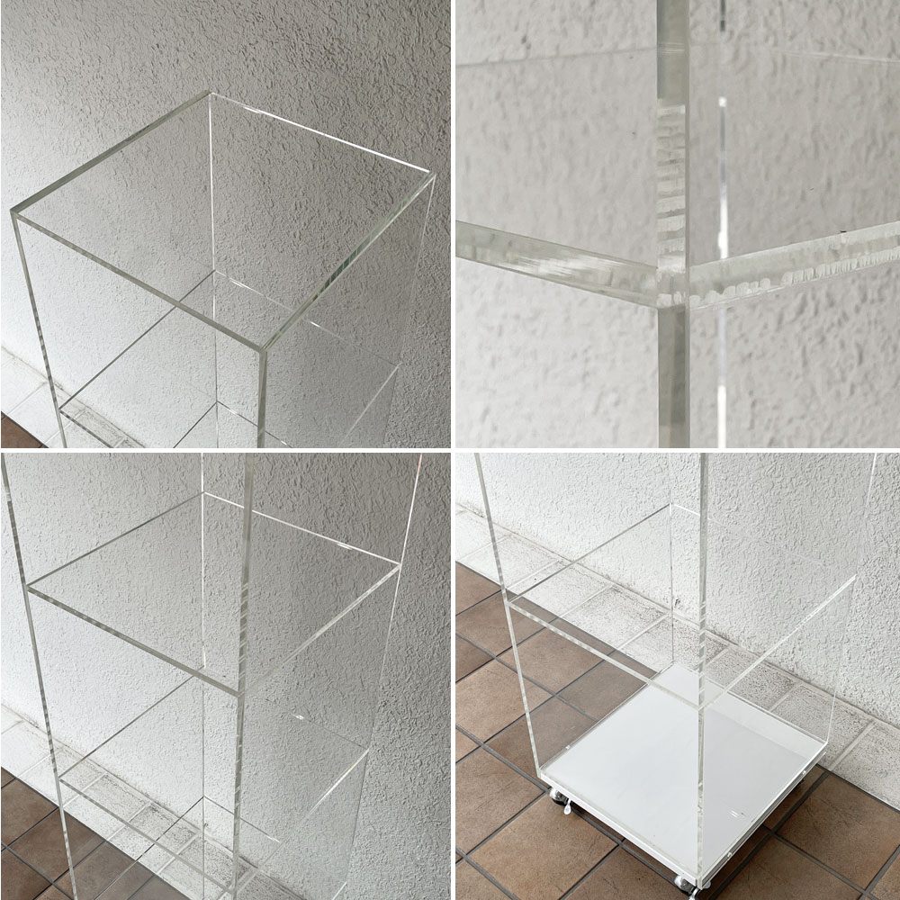 アクリル製 オープンシェルフ ディスプレイラック 4段 キャスター付き 台車 飾り棚 店舗什器 ◇