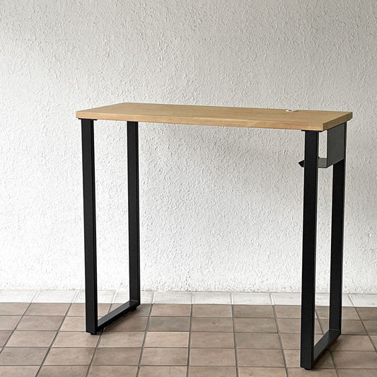 かなでもの KANADEMONO ザ・テーブル THE TABLE Black Steel High Rectangle スタンディングデスク W120cm ラバーウッド ナチュラル 定価￥59,500-◇