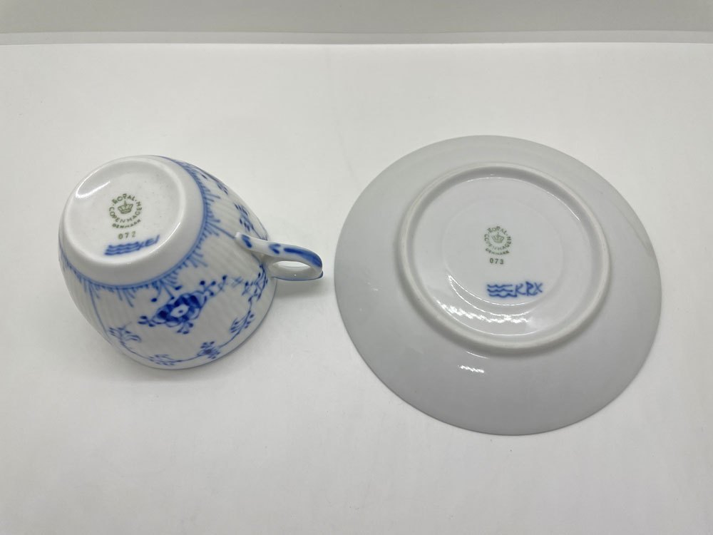 ロイヤルコペンハーゲン ROYAL COPENHAGEN ブルーフルーテッド プレイン コーヒーカップ&ソーサー C&S デンマーク 北欧食器 A ♪