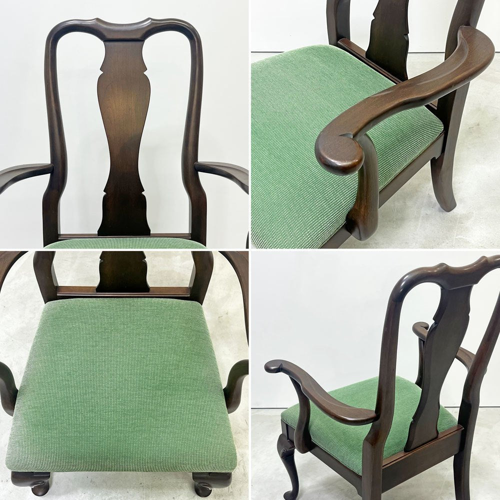 イーセンアーレン ETHAN ALLEN クイーンアンスタイル アームチェア ダイニングチェア ビンテージ Vintage クラシカルデザイン ●
