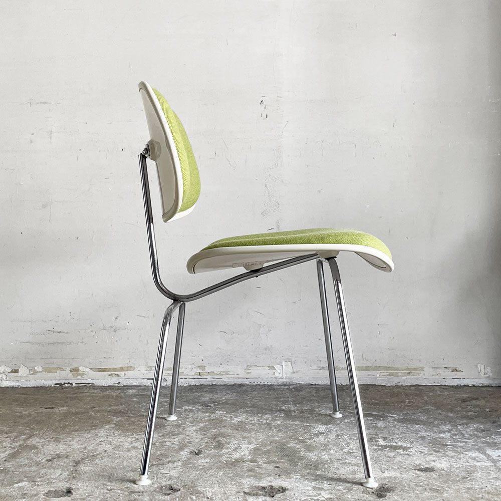 ハーマンミラー Herman Miller ツーピースプラスチックチェア Two Piece Plastic Chair DCM ホワイト グリーン ファブリック張替済 希少 ■