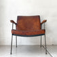 トラックファニチャー TRUCK FURNITURE ファロードレザー アームチェア FURROWED-LEATHER ARM CHAIR L-1 ブラウン ナラ無垢材 牛革 定価￥203.500- ★