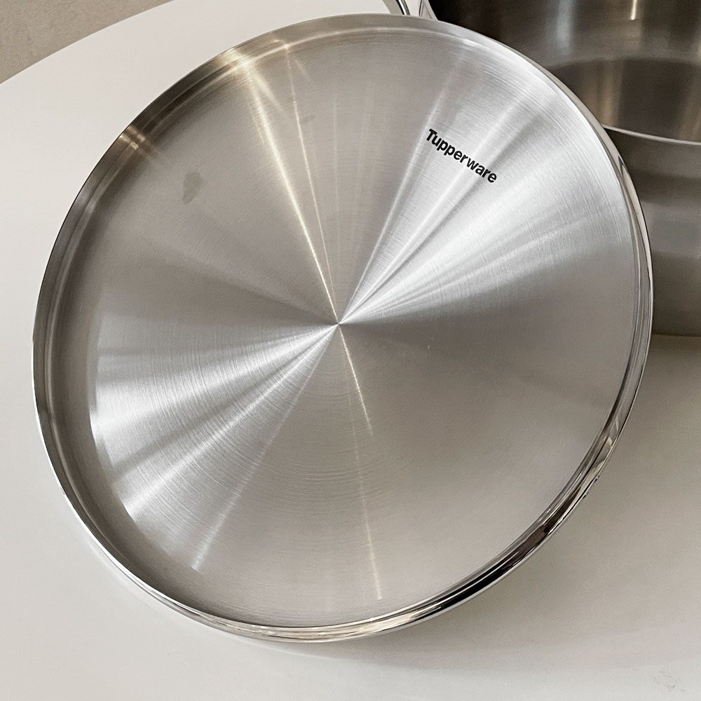 タッパーウェア Tupperware マストロクックウェア 深鍋 両手鍋 24cm 5L ステンレス多層構造 ガラス蓋付 炊飯から煮込みなど ◎