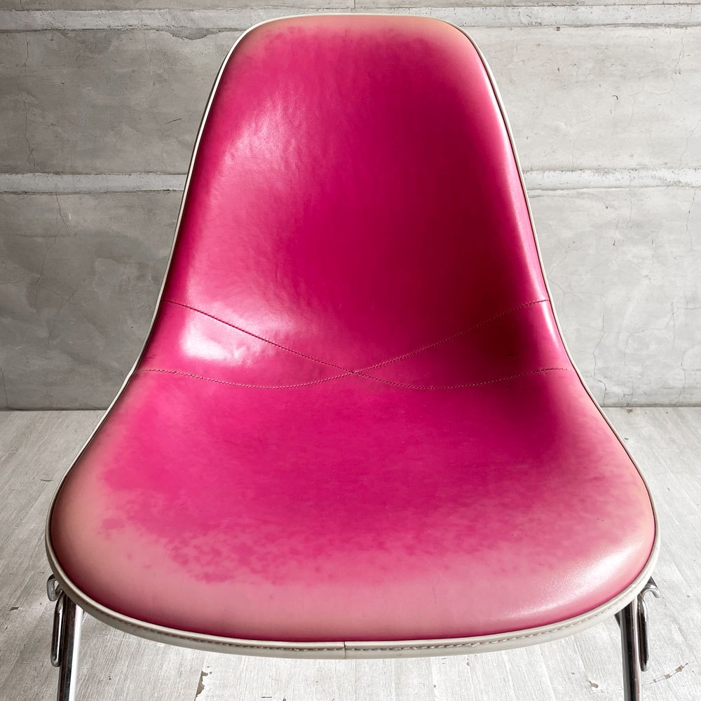 ハーマンミラー Herman Miller サイドシェルチェア サード 3rd ビンテージ PVCレザー FRP製 スタッキングベース イームズ A ♪