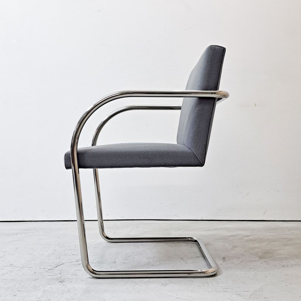 ノル knoll ブルーノ アームチェア チューブラー Brno Arm Chair Tubular ミースファンデルローエ カンチレバー グレー ファブリック ●