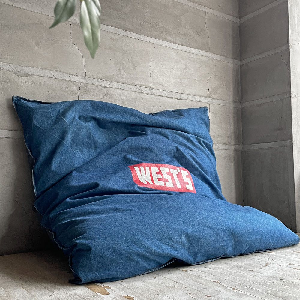 ジャーナルスタンダードファニチャー journal standard Furniture × ウエストオーバーオールズ WESTOVERALLS コラボレーション デニム生地 BIGクッション 120cm 廃番希少 ♪