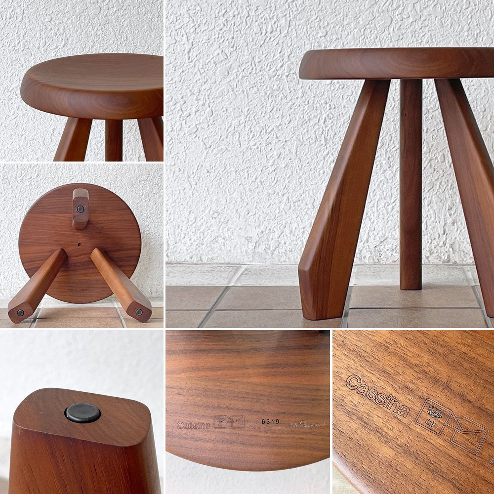 カッシーナ Cassina 523 メリベル スツール TABOURET MERIBEL アメリカンウォールナット シャルロット・ペリアン H38.5cm 定価217,800円 ◇