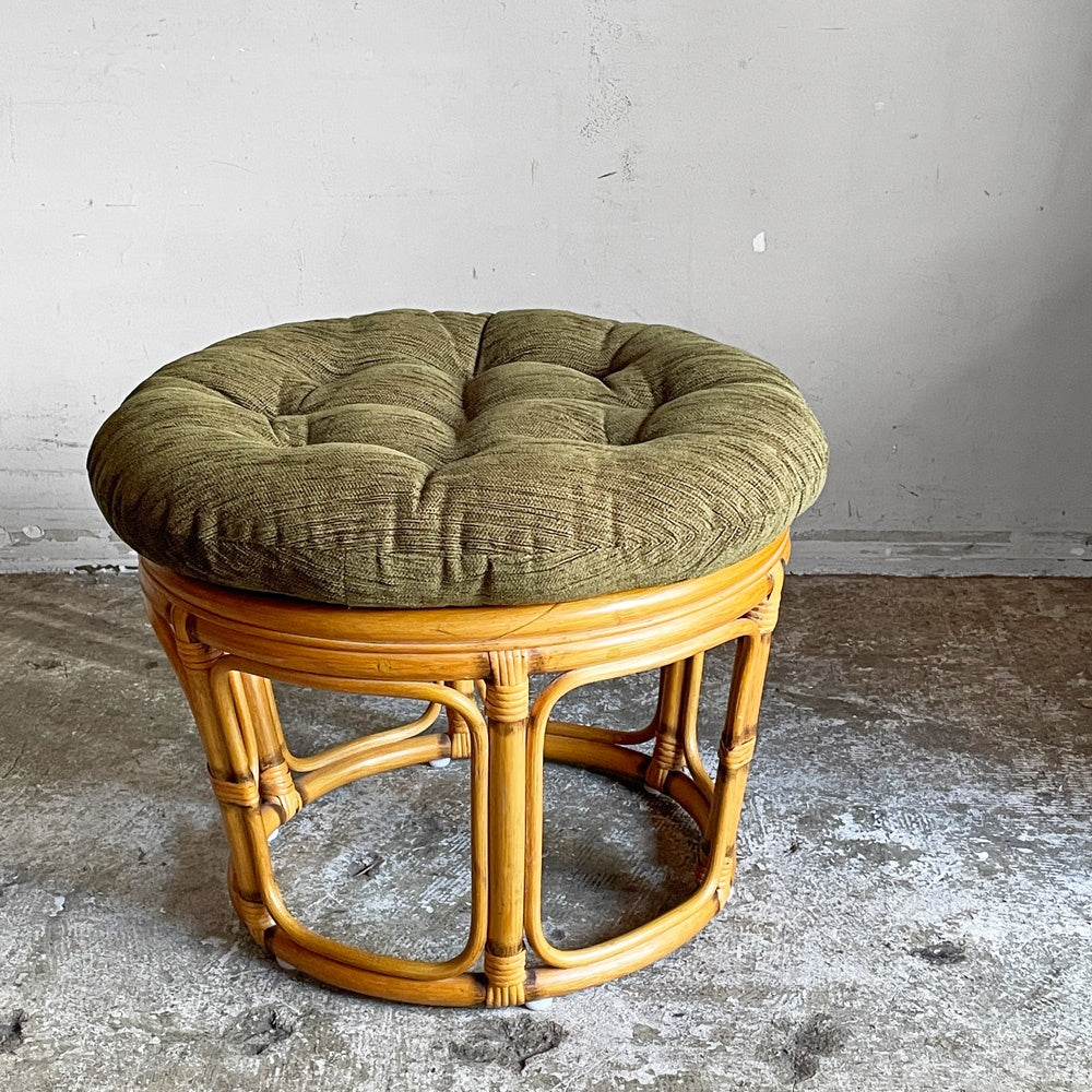 アクメファニチャー ACME Furniture ウィッカー WICKER ラタンフレーム オットマン スツール グリーン系 ファブリック  西海岸スタイル ■