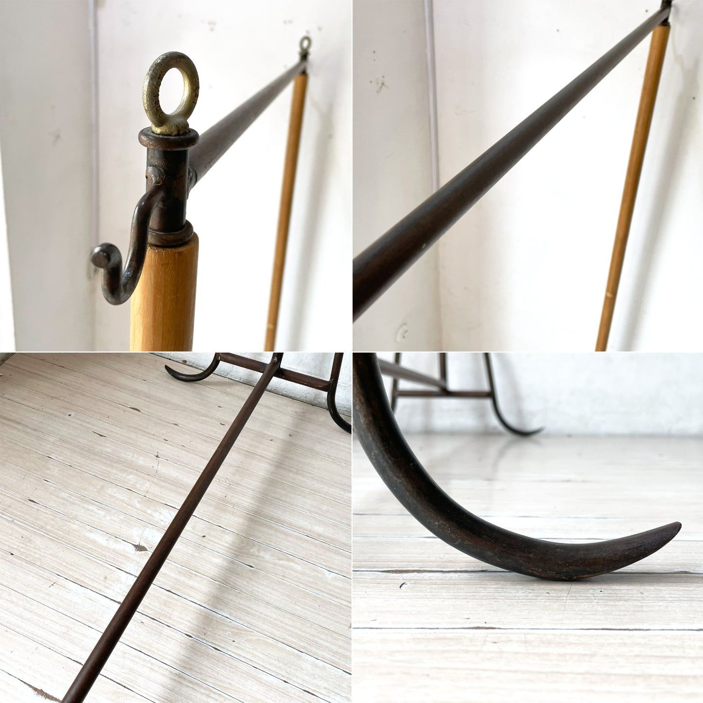 アンティークスタイル オリジナルデザイン アイアン ハンガーラック 高さ2段階 174ｃｍ-200ｃｍ 店舗什器 ディスプレイ ★