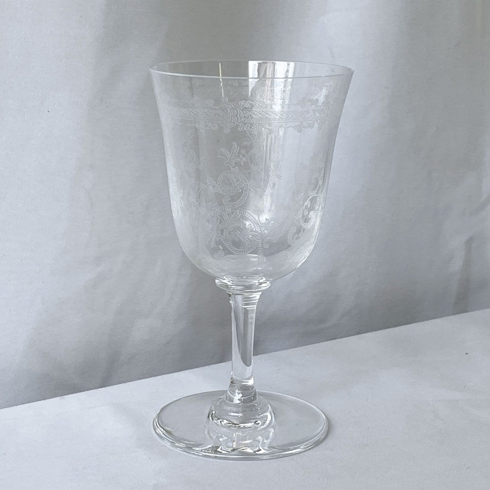 オールドバカラ Old Baccarat ラファイエット Lafayette ワイングラス 果実酒杯 アシッドエッチング 植物模様 クリスタルガラス フランスビンテージ ◇
