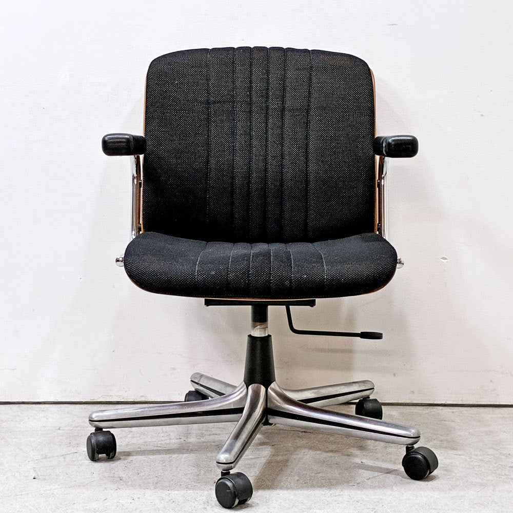 ジロフレックス giroflex ミドルバックアームチェア 83 ブラサ BRASA デスクチェア メッシュ ファブリック プライウッド スイス ミッドセンチュリー 現状品 ●