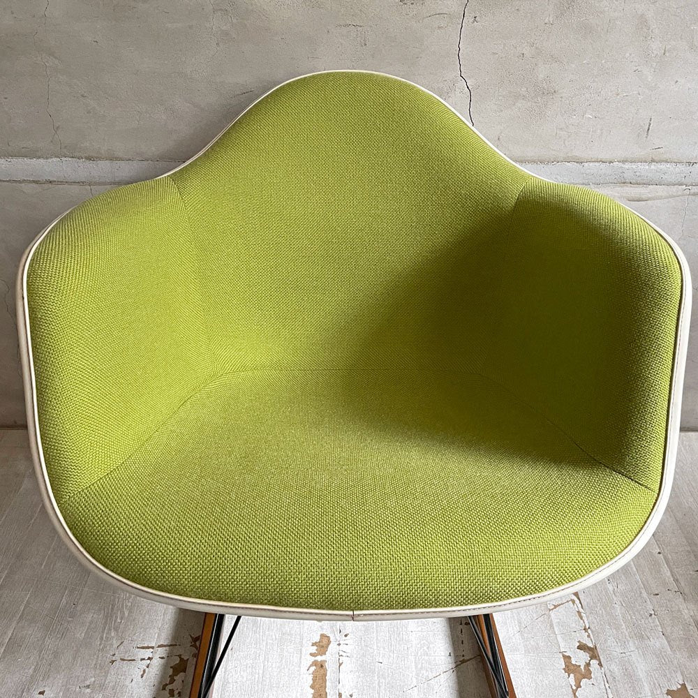 ハーマンミラー Herman Miller アームシェルチェア セカンド 2nd ビンテージ FRP アプホルスター ロッカーベース イームズ ミッドセンチュリー 生地張替え済 ♪
