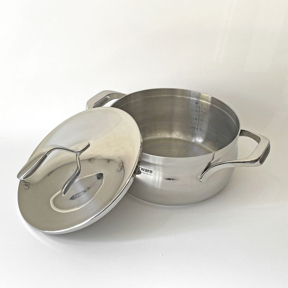 タッパーウェア Tupperware マストロクックウェア 深鍋 両手鍋 24cm 5L ステンレス多層構造 ガラス蓋付 炊飯から煮込みなど ★