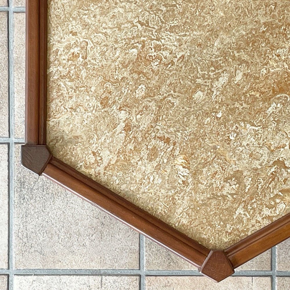 アクメファニチャー ACME Furniture ブルックス BROOKS ヘキサゴンテーブル HEXAGON TABLE リノリウムトップ サイドテーブル H40cm ベージュ オーク材 ビンテージスタイル ◇