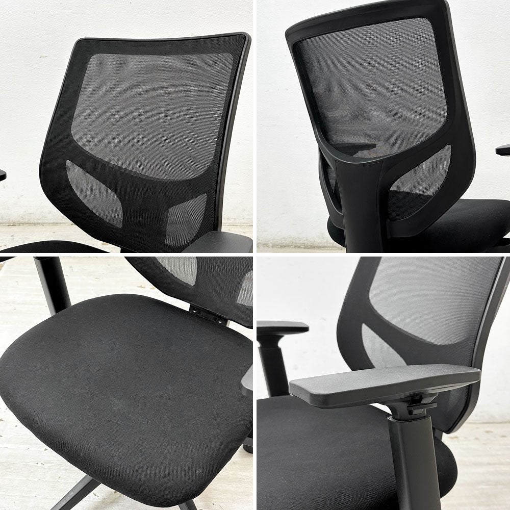 無印良品 MUJI ワーキングアームチェア 背メッシュ デスクチェア オフィスチェア 学習椅子 キャスター ブラック ●