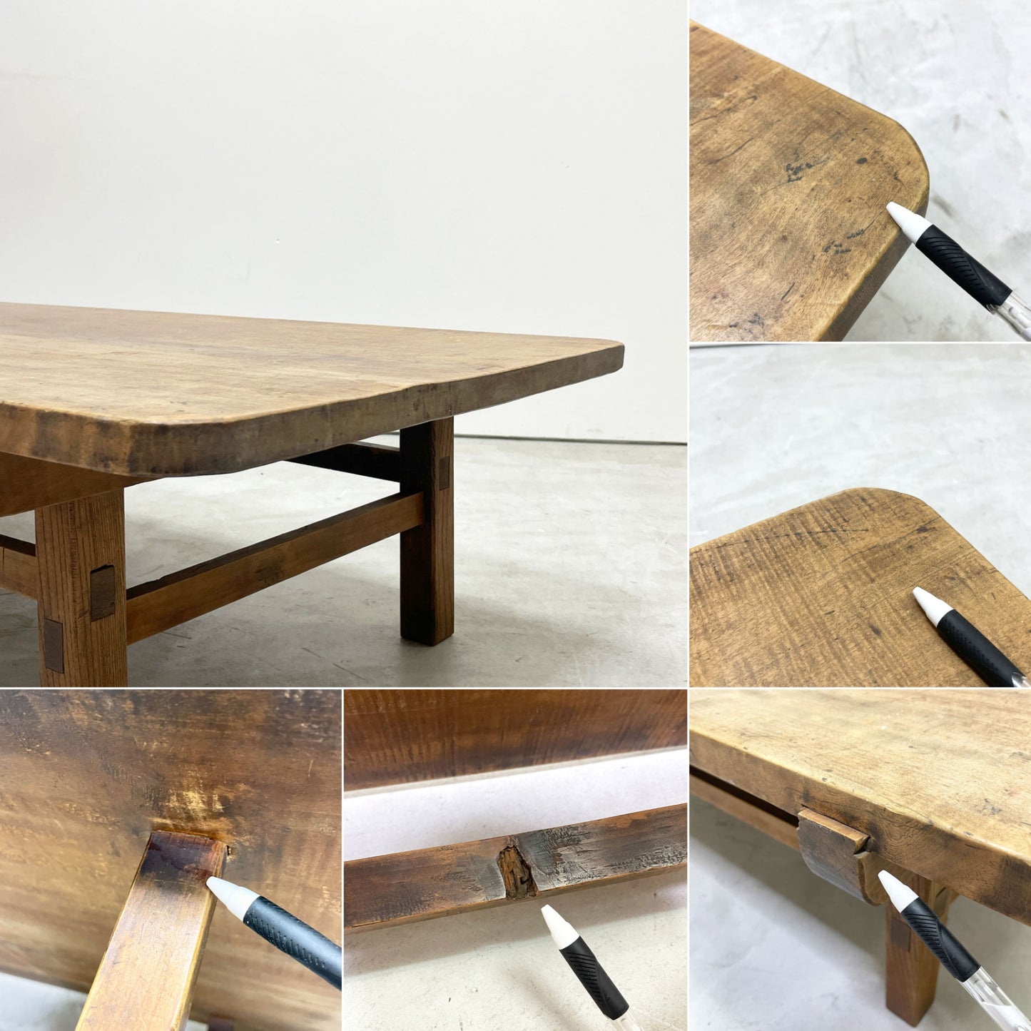 ジャパンビンテージ japan vintage 木製 座卓 ローテーブル W137.5cm 木味 日本家具 古家具 ●