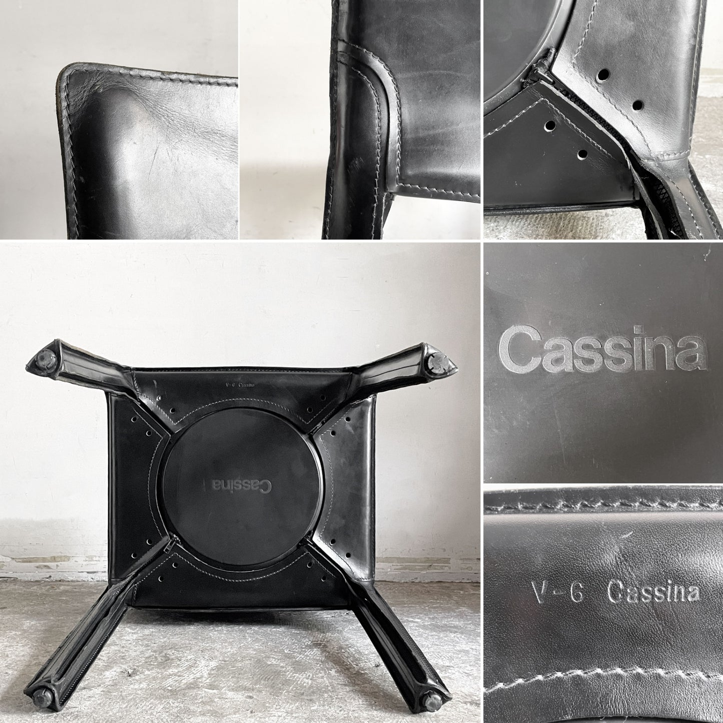カッシーナ Cassina キャブチェア 412 CAB CHAIR アームレス 本革 ブラック マリオ・ベリーニ MoMA イタリアンモダン B ■