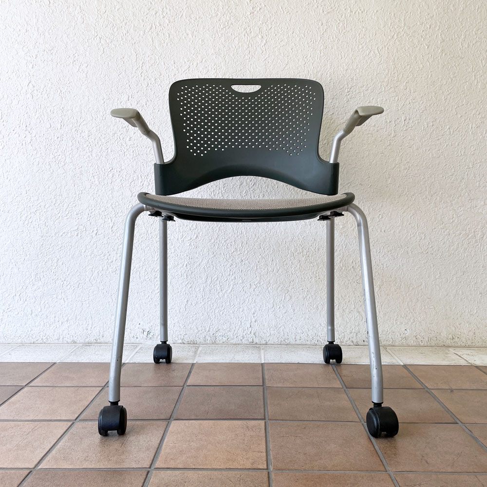 ハーマンミラー Herman Miller ケイパーチェア Caper Chair アームチェア キャスター付き スタッキングチェア ジェフ・ウェバー 現状品 A ◇